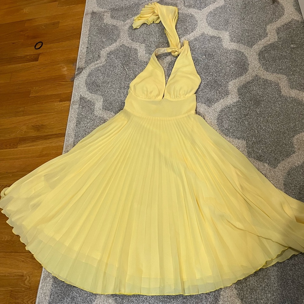 Leona Edmiston halter dress yellow size small